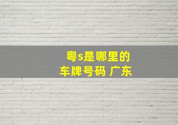 粤s是哪里的车牌号码 广东